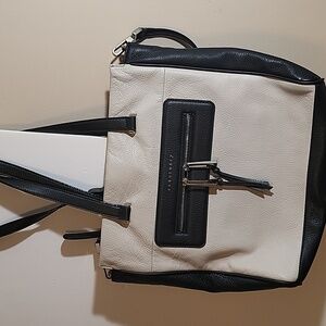 Leather Santuary bag. Black, and bone, two colours. 11x11.